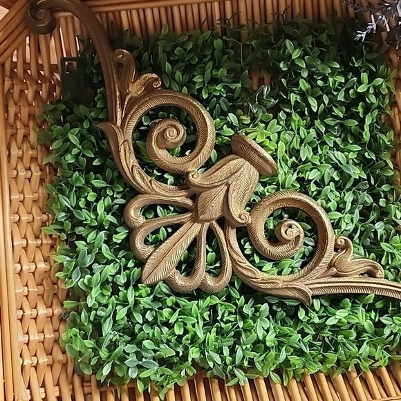 Vintage Solid Brass Wall Pediment - Picture 8 of 9